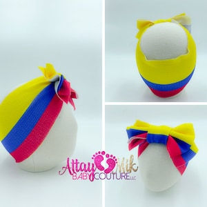 Klaar voor verzending. Kleding met Colombiaanse vlag. Baby Colombia-hoofdband. Colombiaanse vlag.  hoofdband met vlag. Colombiaanse kleding. Colombia. Colombiaanse mode