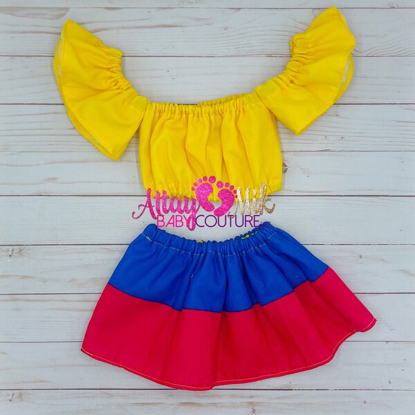 Colombia flag Clothing. Baby Colombia skirt . Colombia flag skirt.  flag skirt. Colombia clothing. Colombia shirt. Colombia fashion