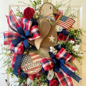 patriotic wreath, July 4th wreath, eagle wreath, Americana wreath, Independence Day wreath, Memorial Day wreath, door wreath, July 4th decor