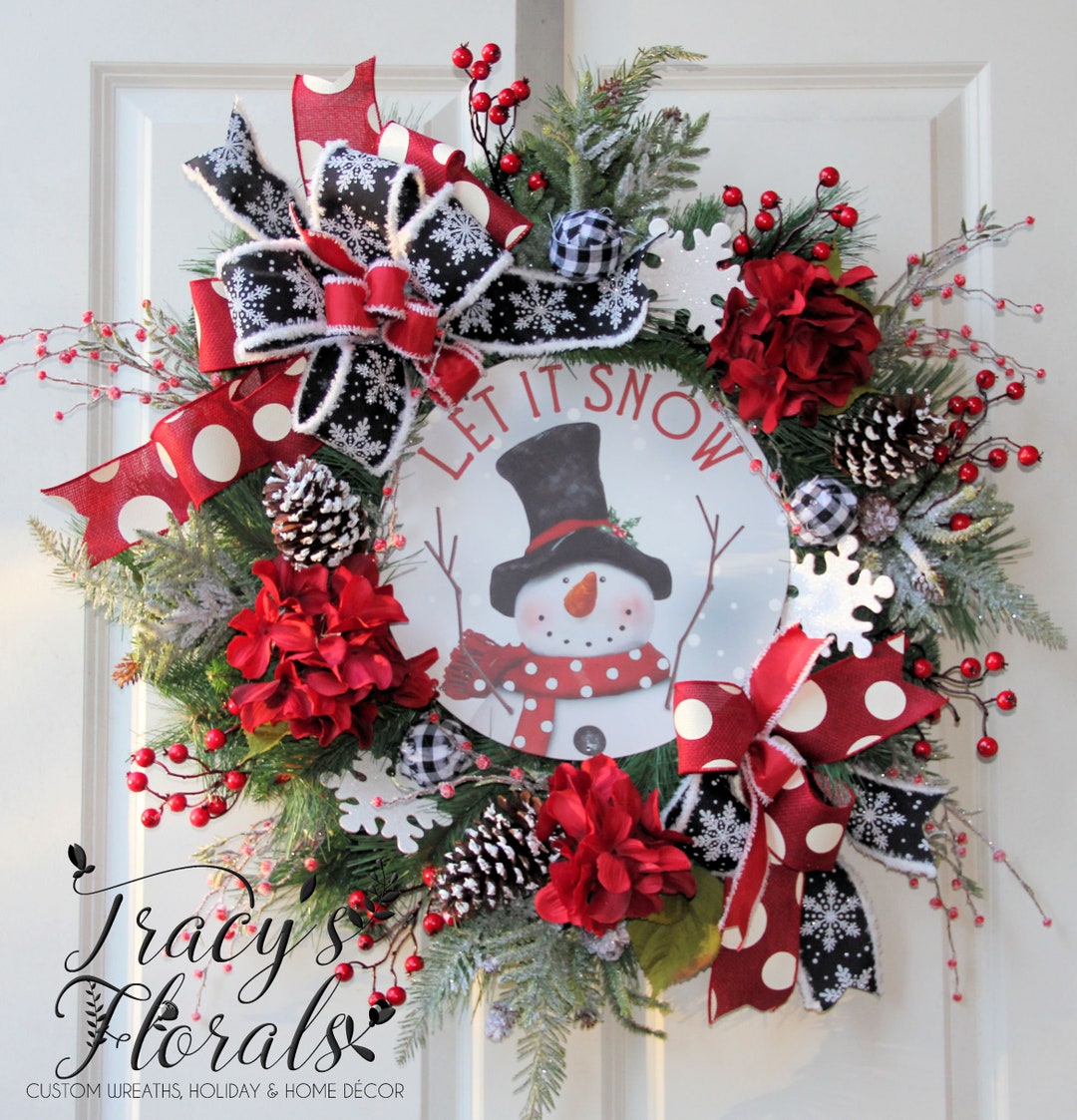 Snowman Wreath, Snowman Front Door Wreath, Winter Wreath, Snow Wreath ...