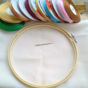 Ribbon Embroidery Starter Kit: Satin Ribbons, Wood Frame & Needle
