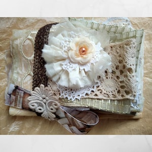 Shabby Chic Creative Kit – 20-Piece DIY Embellishment Pack for Junk Journaling & Scrapbooking  Lace Fabric Bundle K1-5
