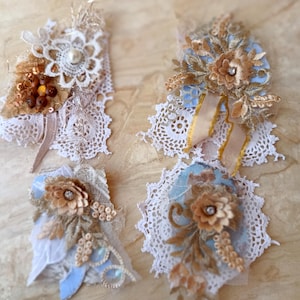 Handmade Shabby Chic Lace Embellishments: Pearl Fabric Clusters, Bridal DIY