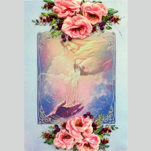 Wunsch Segen Gottes Religiöses Stickbild religiöses Geschenk gestickte Blumen Stickerei Rosen Geschenkkarte für die Gestaltung Bandarbeit