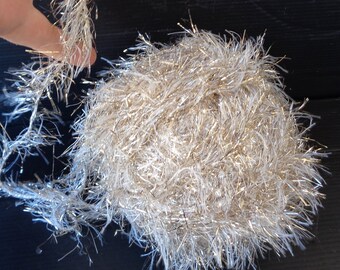Italian Golden White Fluffy Yarn: Grass Effect, DIY Jewelry, 120gr