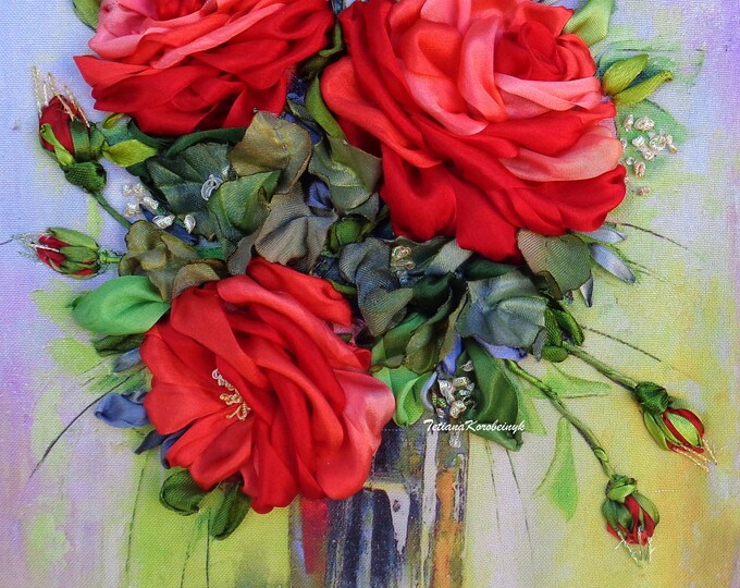 Ribbon Embroidery Picture red Roses2 Silk Ribbon Embroidery Ribbon Work