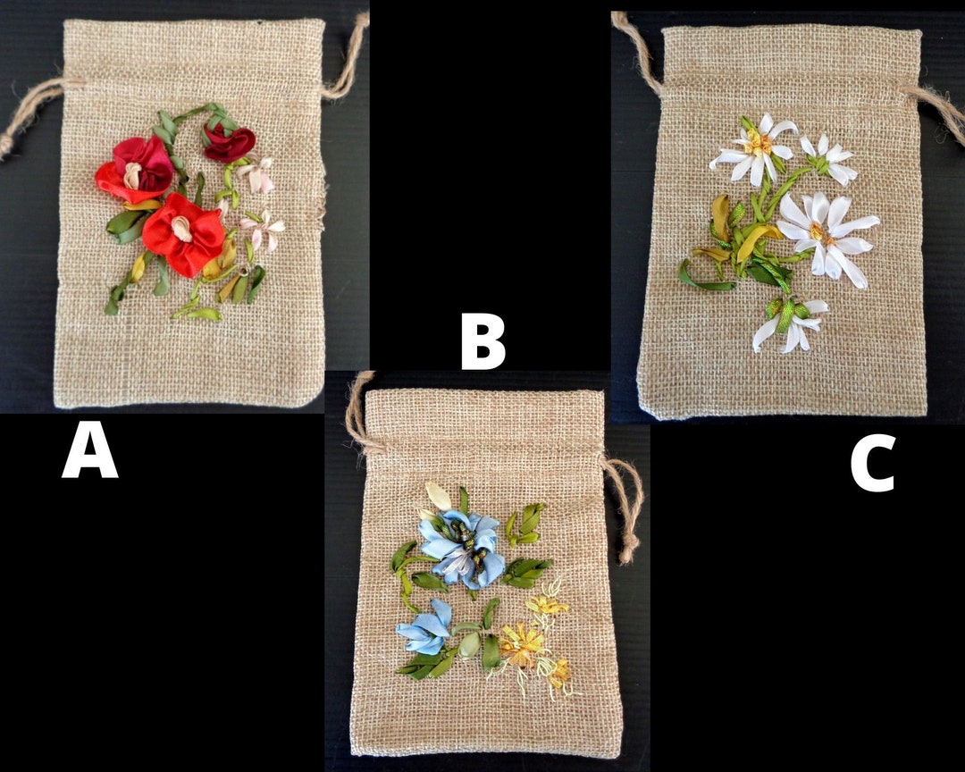 Ribbon Embroidery Small Gift Bag, Brings Everything Into Fantasy