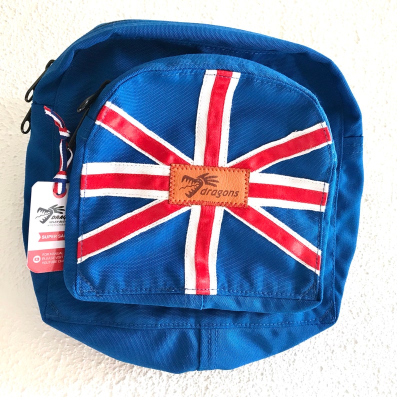 Wheelchair bag safe Under Seat Pouch british flag handicap accessory polyester anti thief travel mobility disability everyday use easy acces