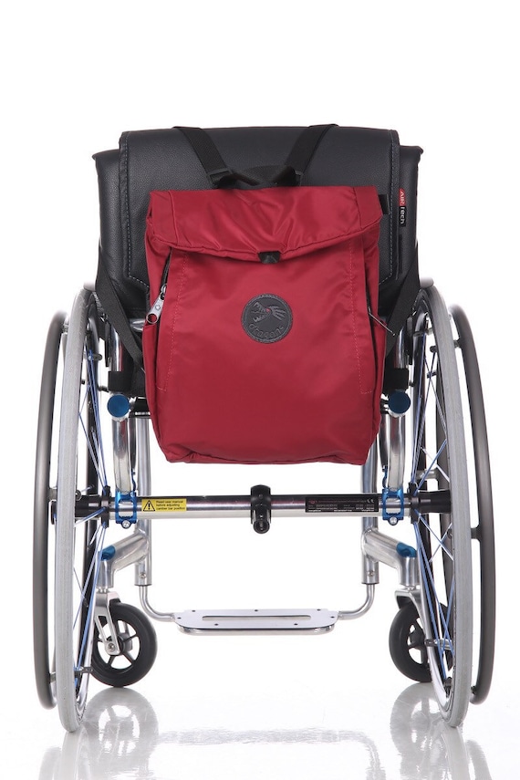 Rollstuhl dunkelrot Rucksack angepasst sichere Tasche zwei-in-one