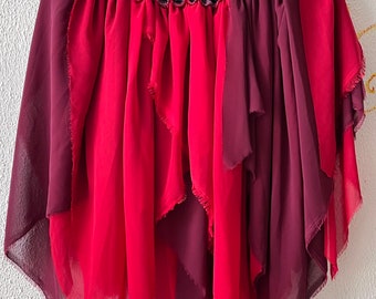 Red skirt pirate lambada salsa dance costume chiffon dark red wine moving skirt girls women party festival performance dress purim halloween