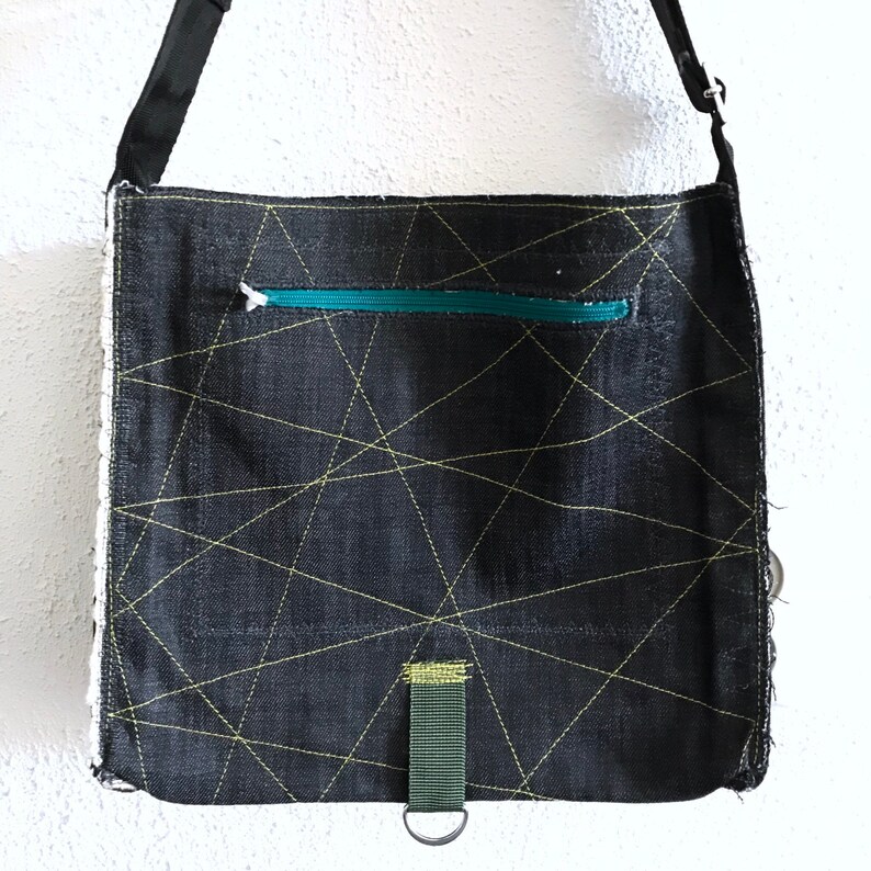 Patchwork Handbag Denim Mixed Swatches Multicolor Zipper Etsy