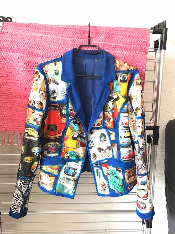 Patchwork Upcycled Jacked Cotton Jersey Soft Blazer Digital