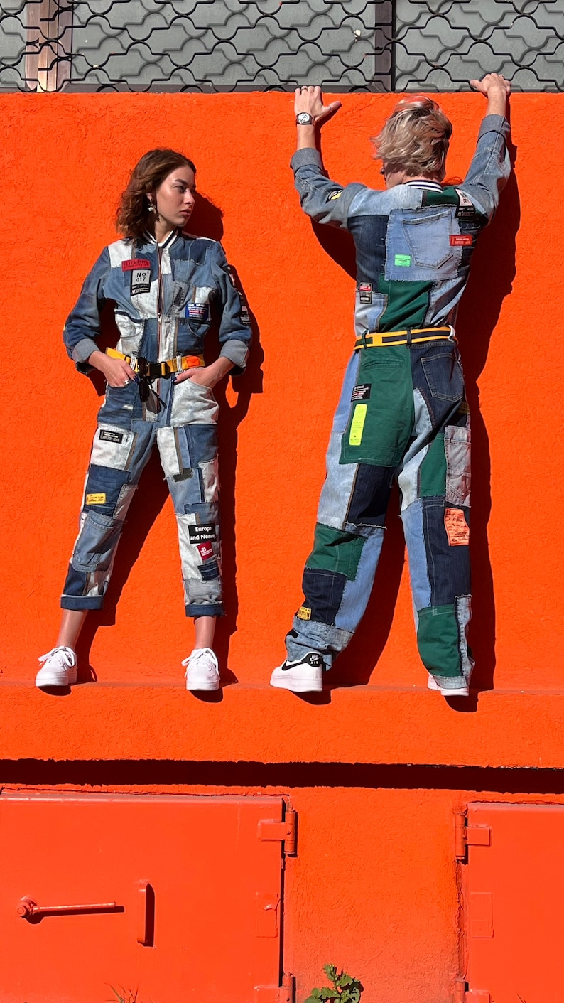 Denim Patchwork Jumpsuit main image 0