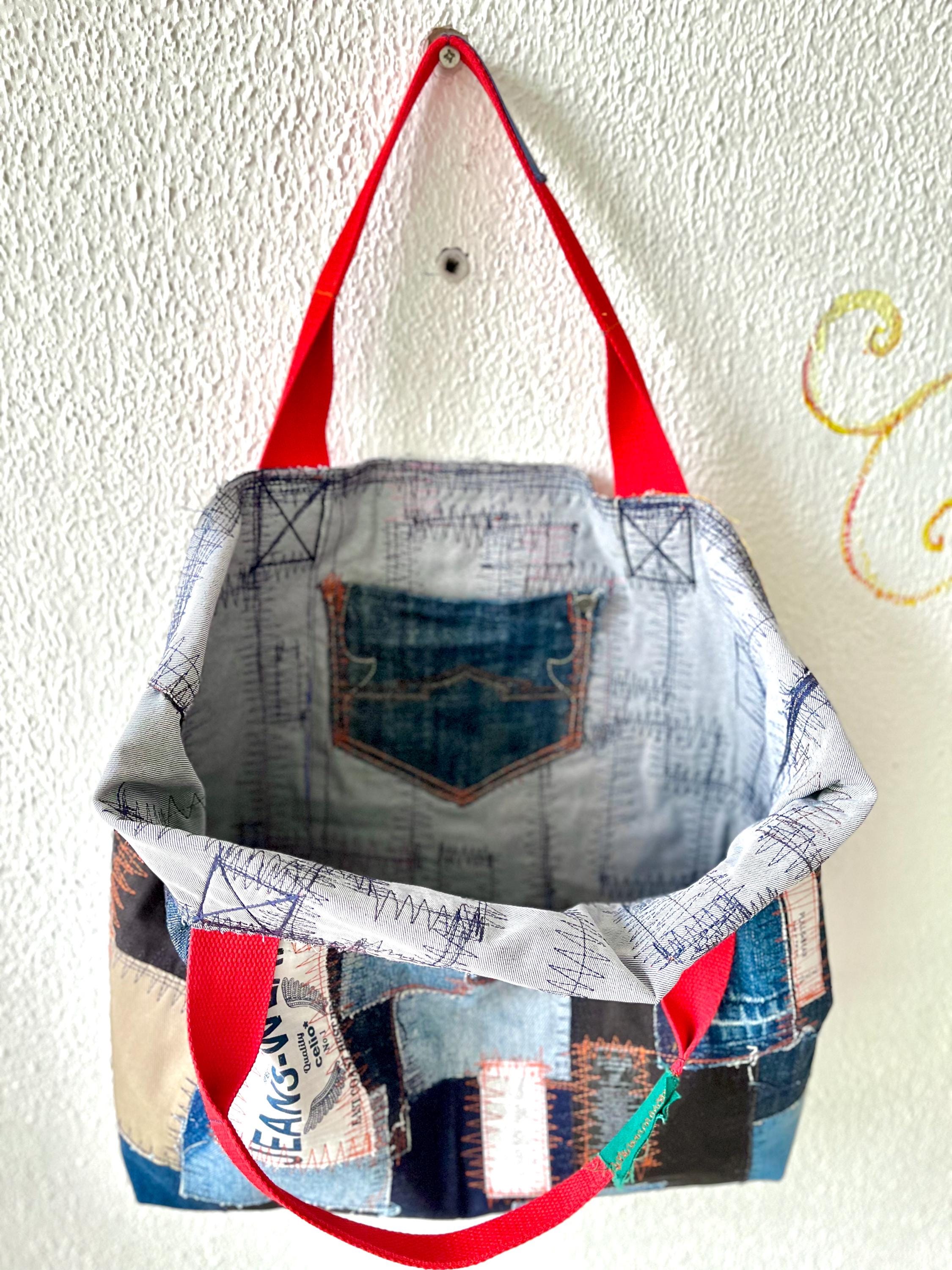 Denim Patchwork Bag XL Shopping Big Boro Shopper Market Bag