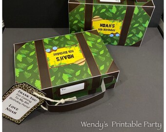 PDF template Safari themed Suitcase Template with personalized gift tag (Printable By You & diy) (see description for size) jungle party