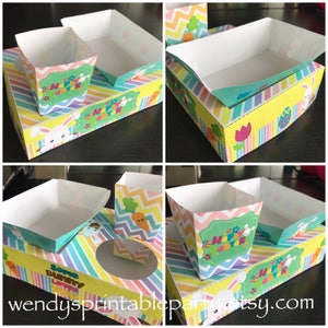 Instant Download PDF template Easter Bunny Party Food Lunch Box w/ Hotdog Tray & Popcorn Box Printable by you /DIY see listing for details image 1