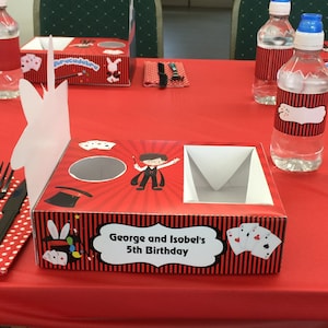 Goochelaar / Magic Themed Party Food Lunch Box (DIY / door u te printen en gepersonaliseerd) -Afmetingen en productdetails in de beschrijving