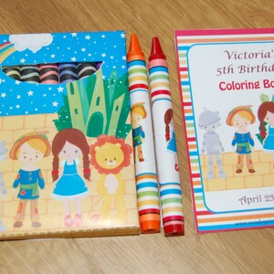 PDF template "Wizard / Dorothy" inspired crayon box with matching crayon wraps & mini coloring book (personalized and printable by you)