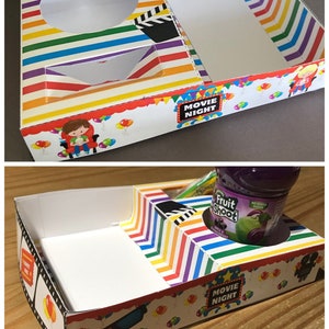 Instant Download - Rainbow Kids Movie Night Popcorn & Snack Tray - DIY Printable (Printable by you - family film night snack box, graze tray