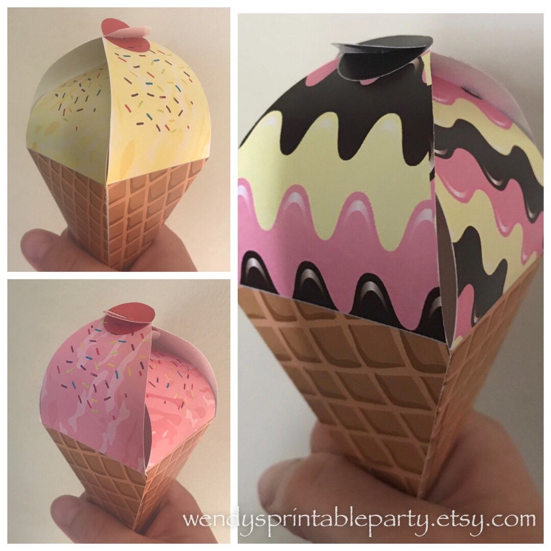 INSTANT DOWNLOAD Printable Ice-cream Treat Box PDF Templates 3 Designs ...