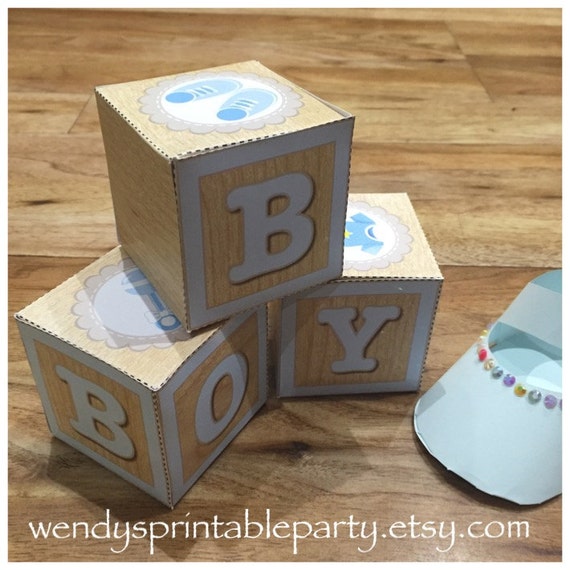 INSTANT DOWNLOAD Pdf Template Baby Boy Blocks Party Favors / - Etsy