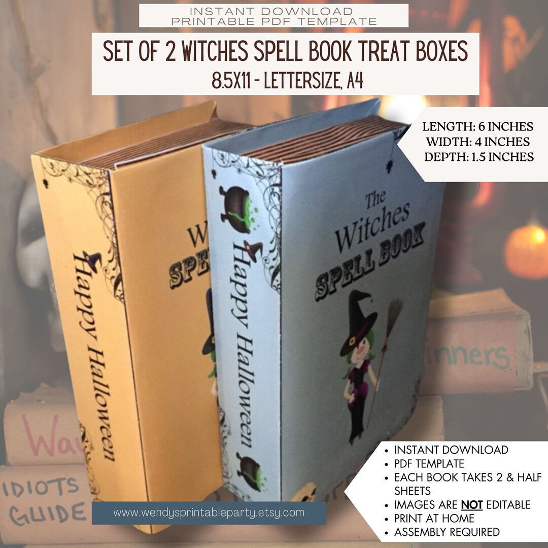 INSTANT Download - Set of 2 Witches Spell Book / Halloween Treat Box ...