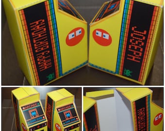 PDF template Personalized Retro Arcade Machine Party Favor Box (size and details in description) printable by you / 80s