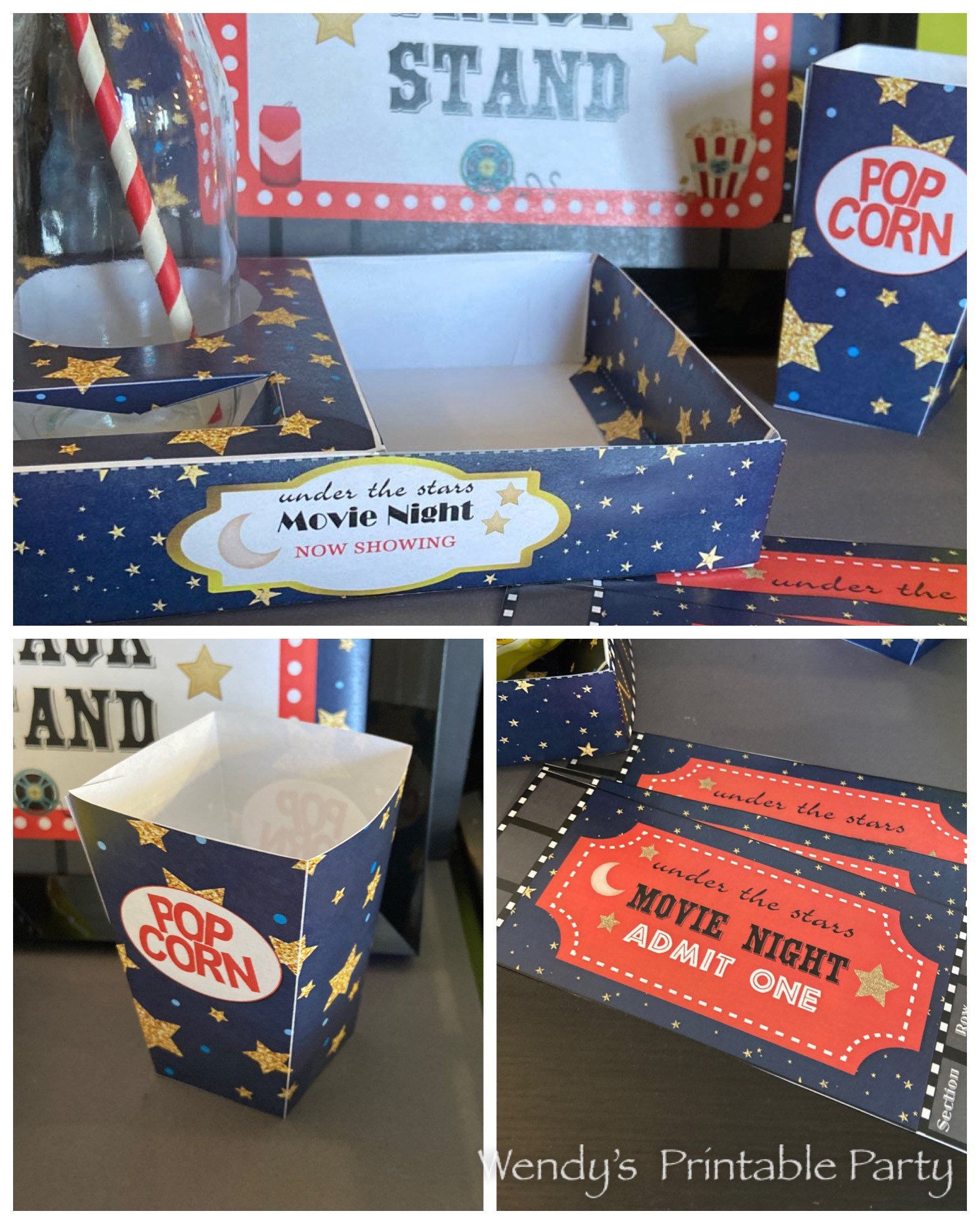 instant download pdf template under the stars themed movie etsy