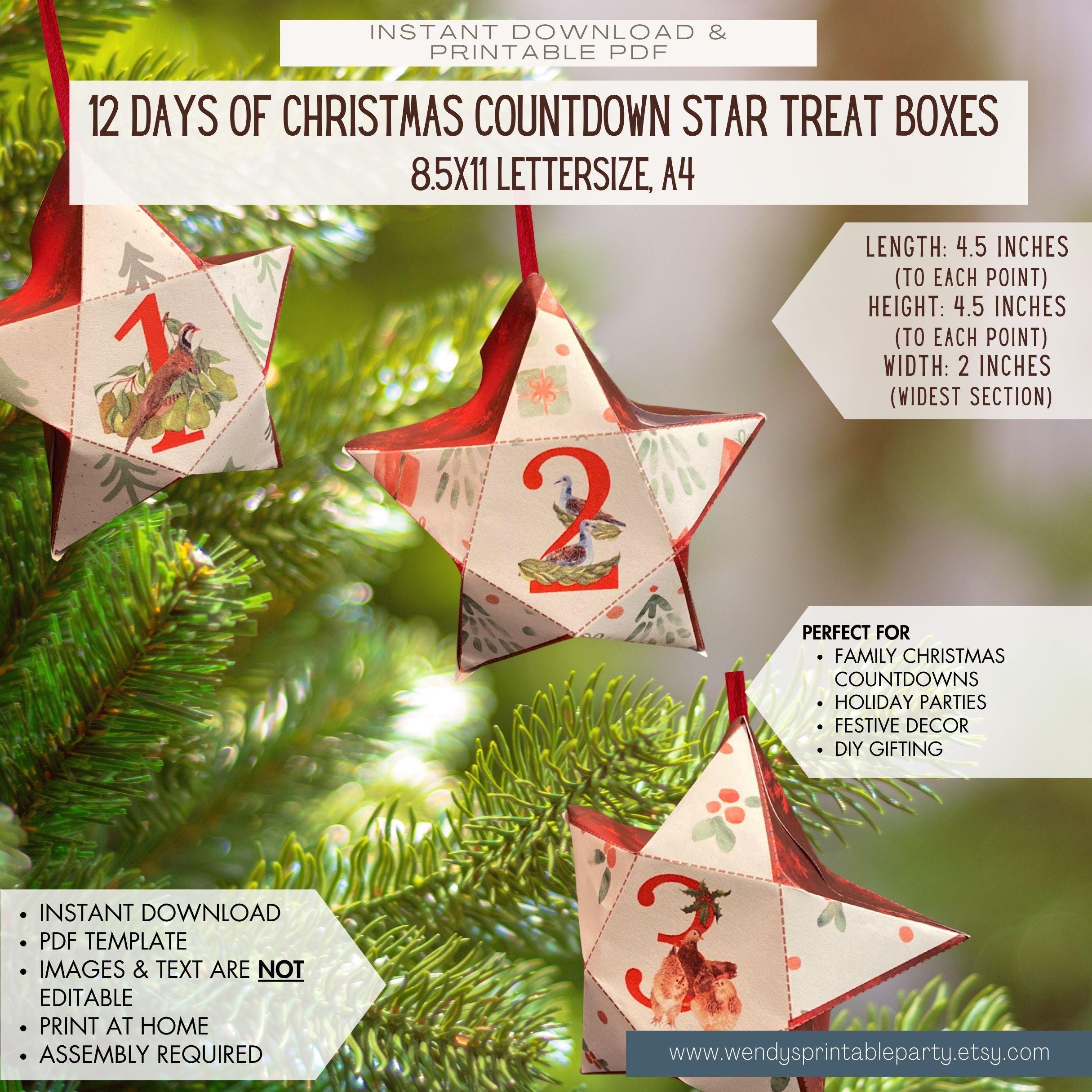 Instant Download 12 Days of Christmas Star Shaped Favor Boxes ...