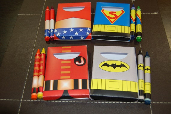 Personalized / printable Superhero theme crayon box & matching crayon wraps (ONE DESIGN) Il_570xn