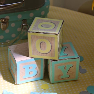 PDF Vorlage Personalisierte Traditionelle Baby Bausteine Gastgeschenke / Tischdekoration (DIY) Baby Party, Holz, Kinderzimmer Dekor Neugeborene