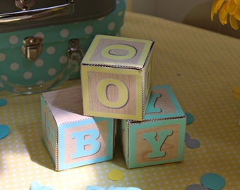 Modèle PDF Blocs de construction traditionnels personnalisés pour bébé Cadeaux pour bébé / Centre de table (bricolage) baby shower, en bois, décoration de chambre de bébé