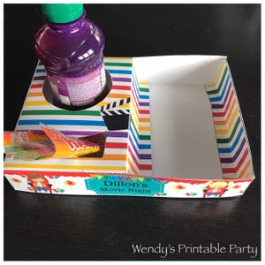 PDF template Colorful Rainbow Children&#39;s Movie Themed Snack Tray / Cinema Tray (Printable by you) Sleepovers & Playdates, Classroom Movies