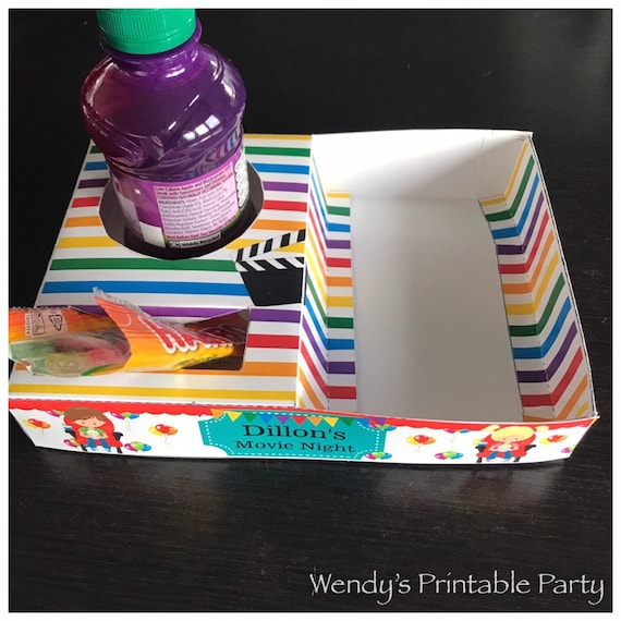 PDF template Kids Movie Night Popcorn / Cinema Style Tray (Printable by