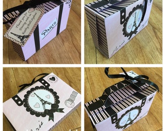 PDF Vorlage Paris / Eiffelturm Themed Koffer Leckerli-Box mit personalisiertem Geschenkanhänger (Printable & diy) (siehe Beschreibung für Details)