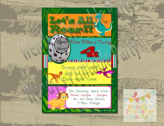 007. Dinosaur Invitation - Dino-mite invite - Printable Birthday Invitation (With Photo) printable by you size in description. Il_570xn