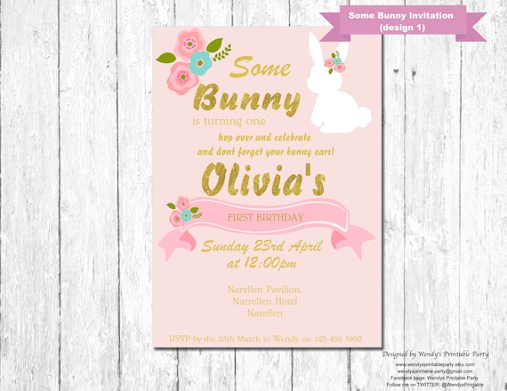 010. Some Bunny Invitation / Bunny First Birthday / Easter Invitation Il_570xn