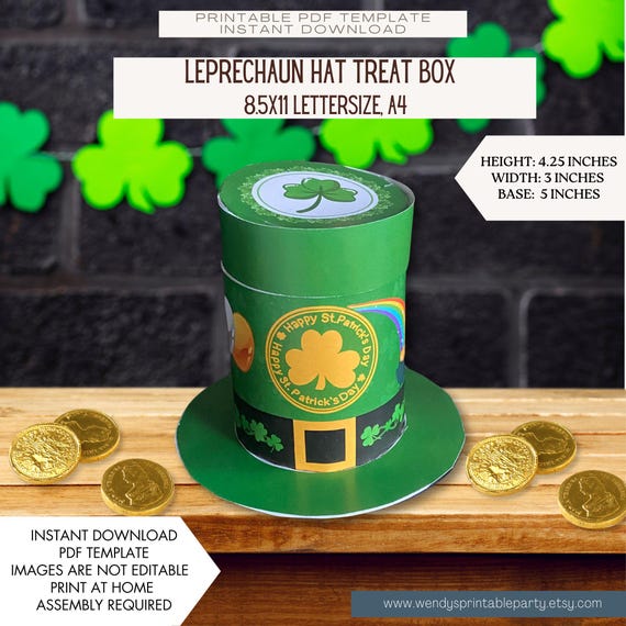 Instant Download - DIY Leprechaun Hat Treat Box perfect for St Patricks Day - Leprechaun Crafts -Leprechaun Traps - Classroom Activities
