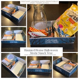Instant Download - PDF template Kids Haunted House Halloween Movie Snack Tray (FREE MENU) -popcorn spooky, trick or treat, film night, scary