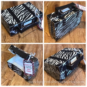 PDF template Zebra Print Suitcase Template w/ personalized gift tag (Printable By You & diy) see description for size, animal print / safari