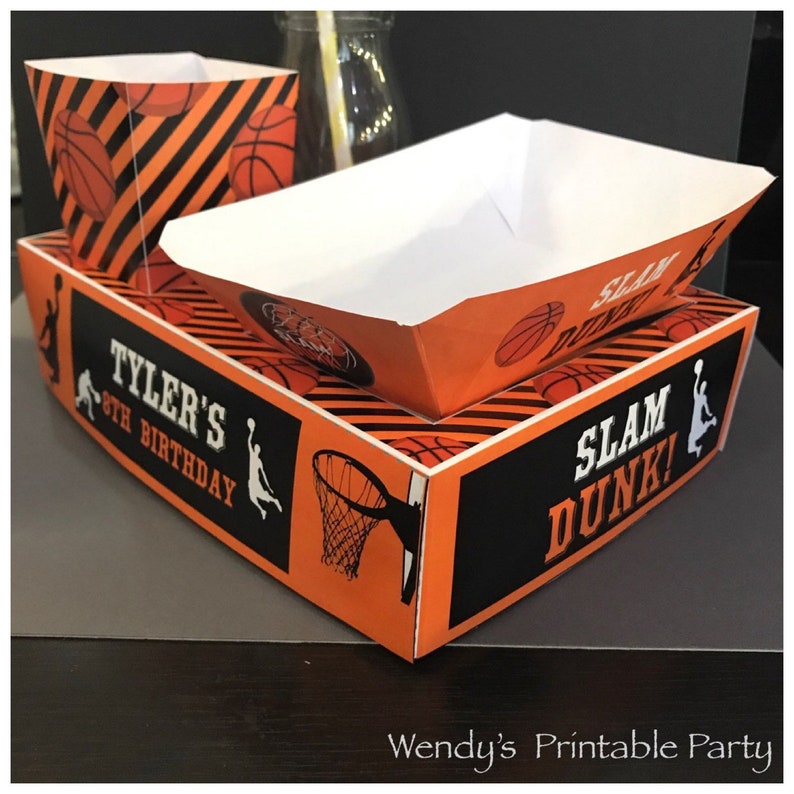 PDF Template Basketball Themed Party Food Lunch Box With Hotdog Tray ...