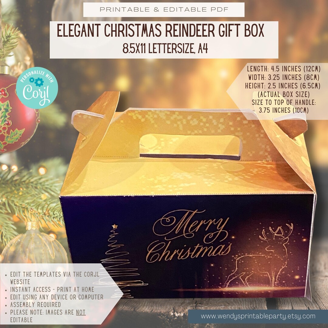 Present Box Pdf Editable Luxurious Purple & Gold Gift Box (PDF Template) Favor | Place ...
