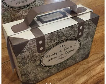 PDF template Personalised Vintage Maps / Travel Themed Suitcase Treat Box (Printable by You & DIY) see description for dimensions / details