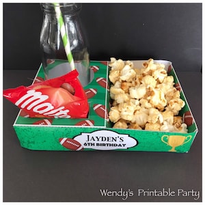 Tray met snack voor voetbalwedstrijd / Nacho-doos / Graze Box / dienblad popcorn / bioscoopblad (door jou af te drukken / doe-het-zelf) Sports Party, The Big Game