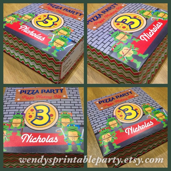 Personalized Printable Pizza Box Party Favor Template (Printable by You - DIY / PDF template) pizza party Il_570xn
