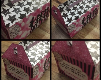 PDF template Disco / Disco Fever Themed Favor Box / Treat Box (printable by you & diy) - see listing for full details / pink / glitter ball