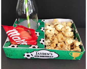 PDF template Soccer / Football Themed Popcorn /Cinema Style Tray (Printable by you /DIY) - details in description / sport snack pizza nacho