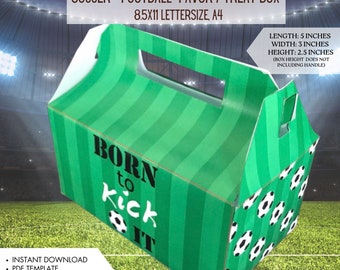 Instant Download - PDF template Soccer / Football Themed Favor Box /Treat Box (printable by you & diy) World Cup Party / School Sports Day
