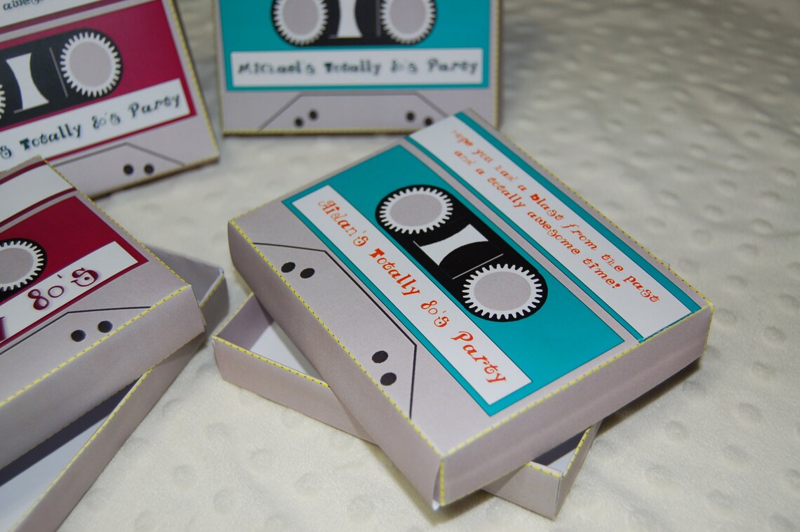 PDF Template Personalized Cassette Tape / 80s Theme Favor Box Etsy