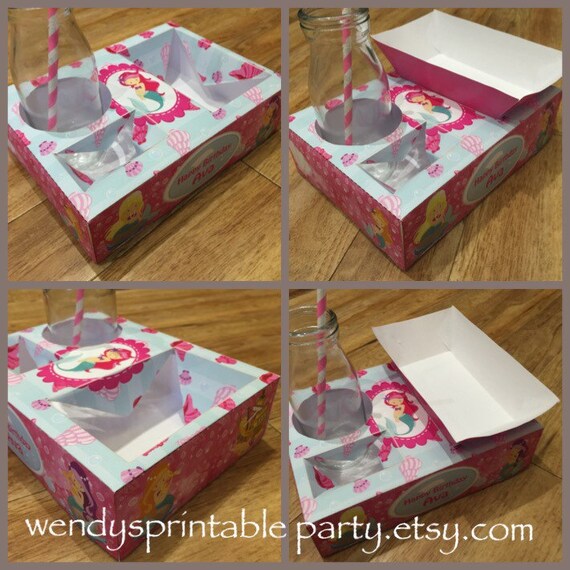 Printable by you - Mermaid / Under the Sea Themed Party Food Lunch Box (DIY) with Food Tray - Dimensions and product details in description Il_570xn